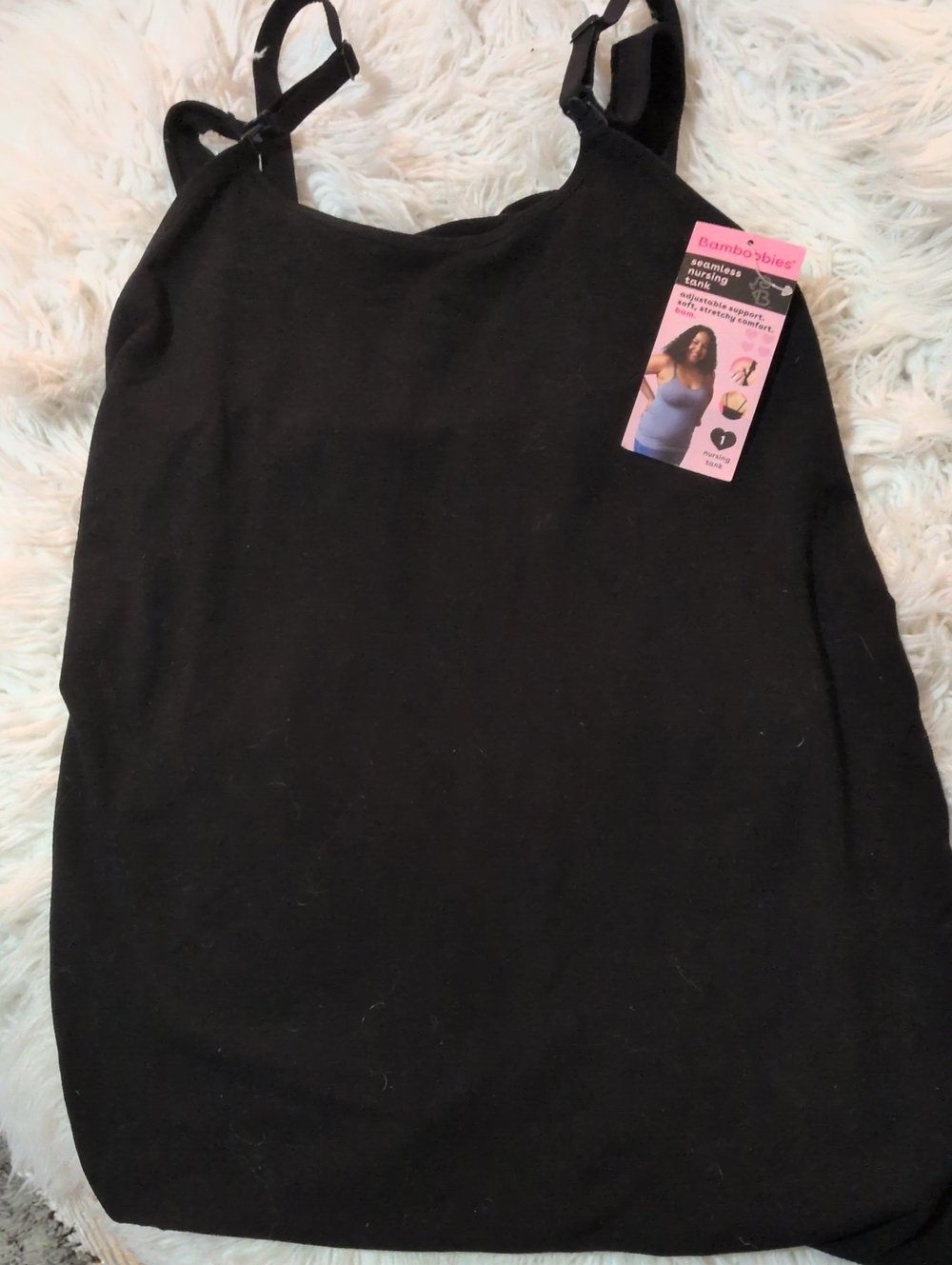 Seamless Maternity Black Tank Top.Adjustable Straps. Snap Open For  Breast Feed